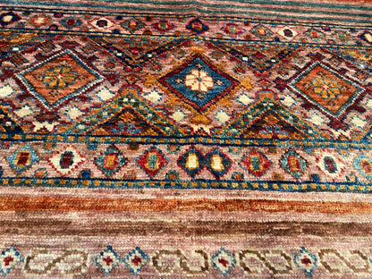 Geometric and Stripe Pattern Handmade Rug 4x6 ft Cappadocia Rug Collection