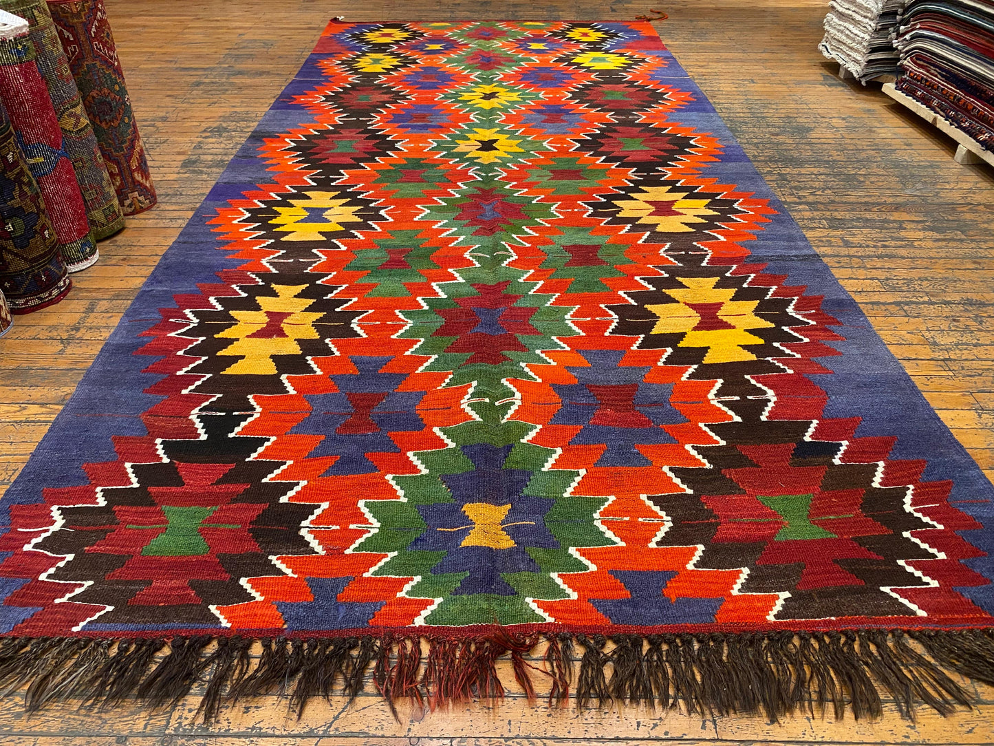Colorful Geometric Handmade Kilim Rug Cappadocia Rug Collection