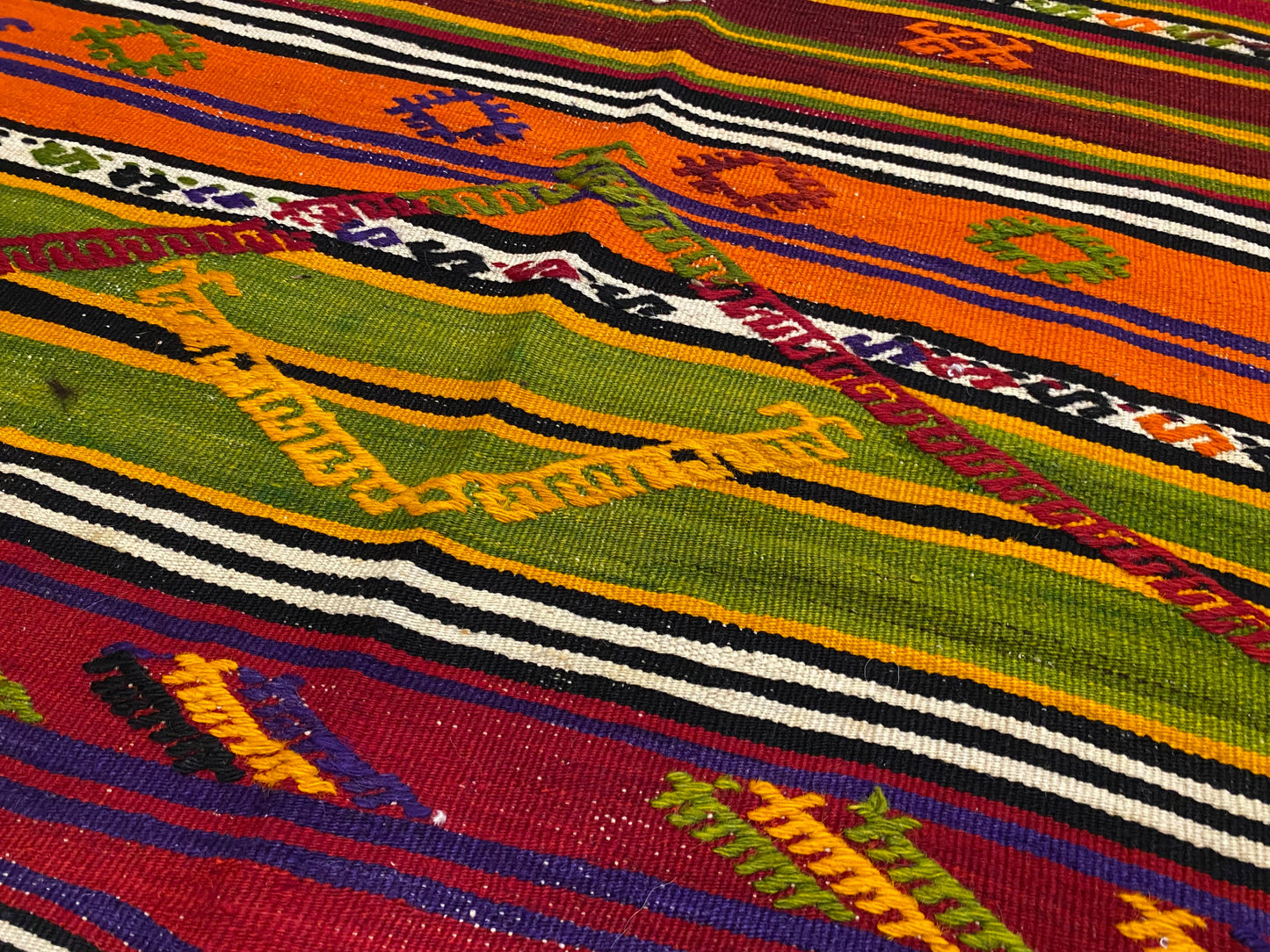 Vintage Anatolian Kilim with Natural Dyes and Unique Motifs Cappadocia Rug Collection