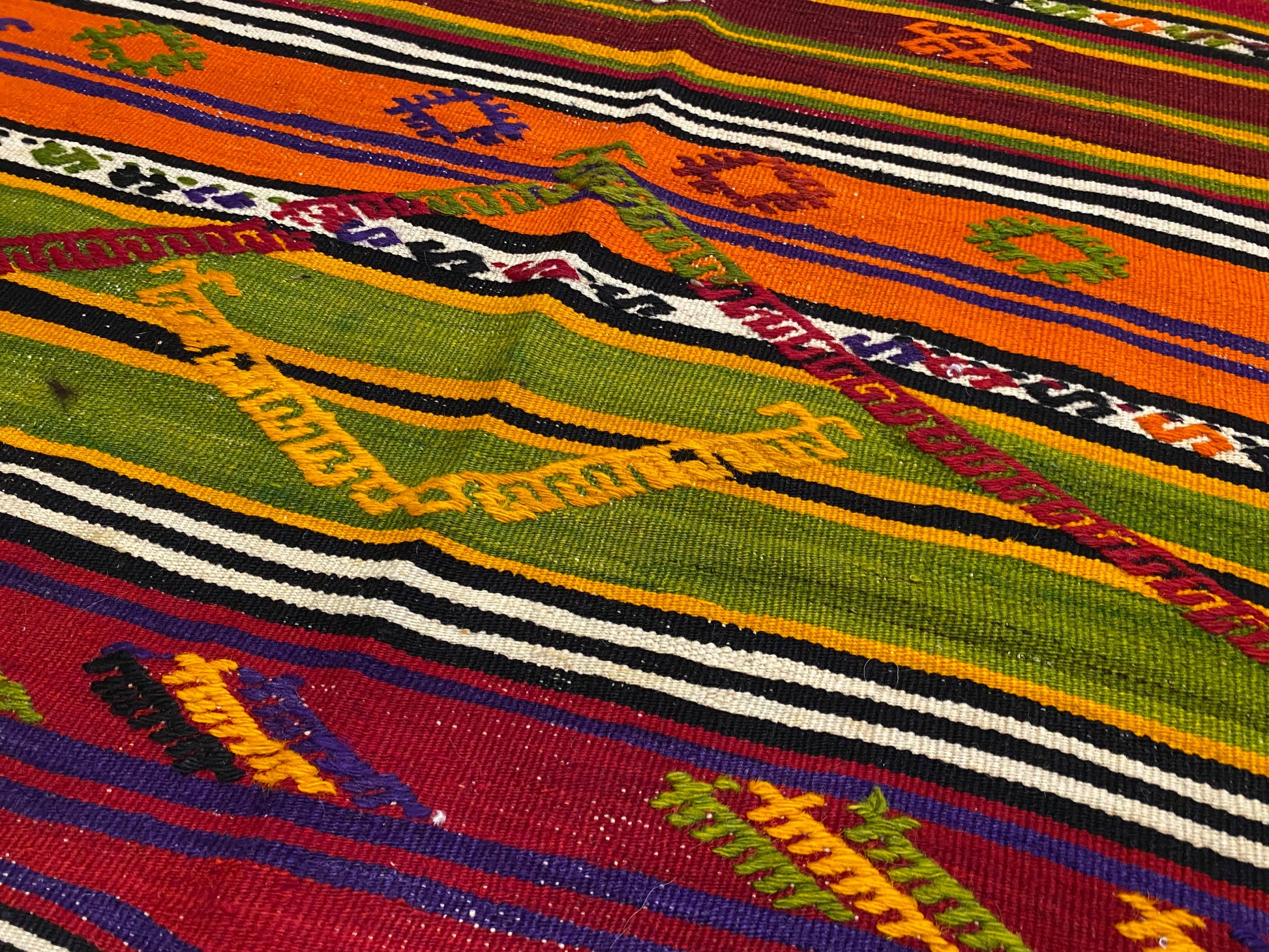 Vintage Anatolian Kilim with Natural Dyes and Unique Motifs Cappadocia Rug Collection