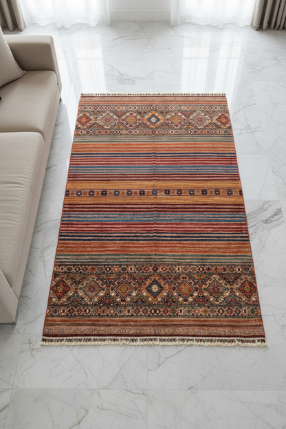 4x6 ft Geometric Rug on Luxury Floor