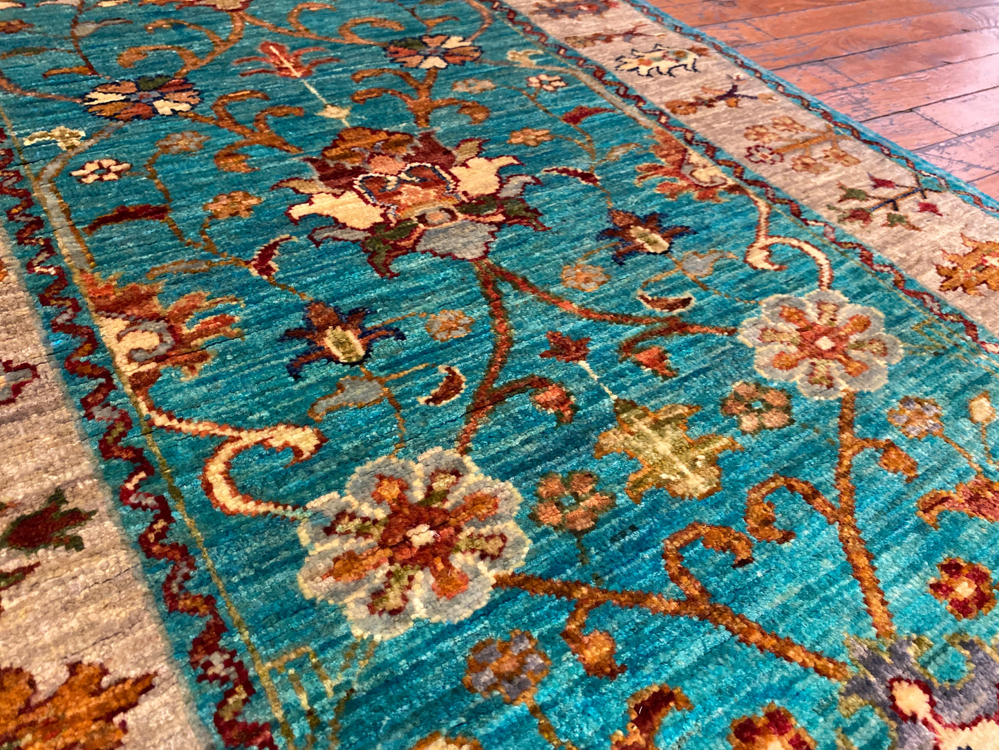 Turquoise Hallway Runner Rug 3”x7” Cappadocia Rug Collection