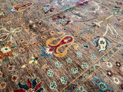 Brown Sultani Handmade Carpet,Floral Rug 5x7ft Cappadocia Rug Collection