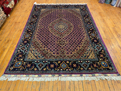 Geometric Design Handmade Wool Area Rug, Knotted Pile 5”x7”ft