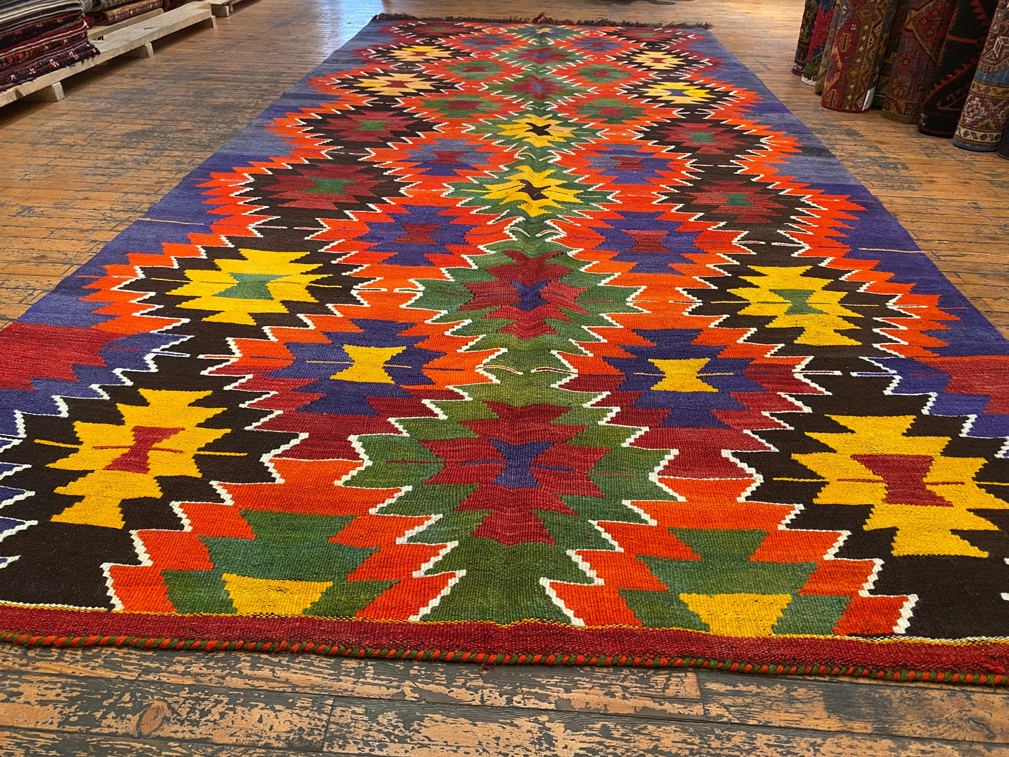 Colorful Geometric Handmade Kilim Rug Cappadocia Rug Collection