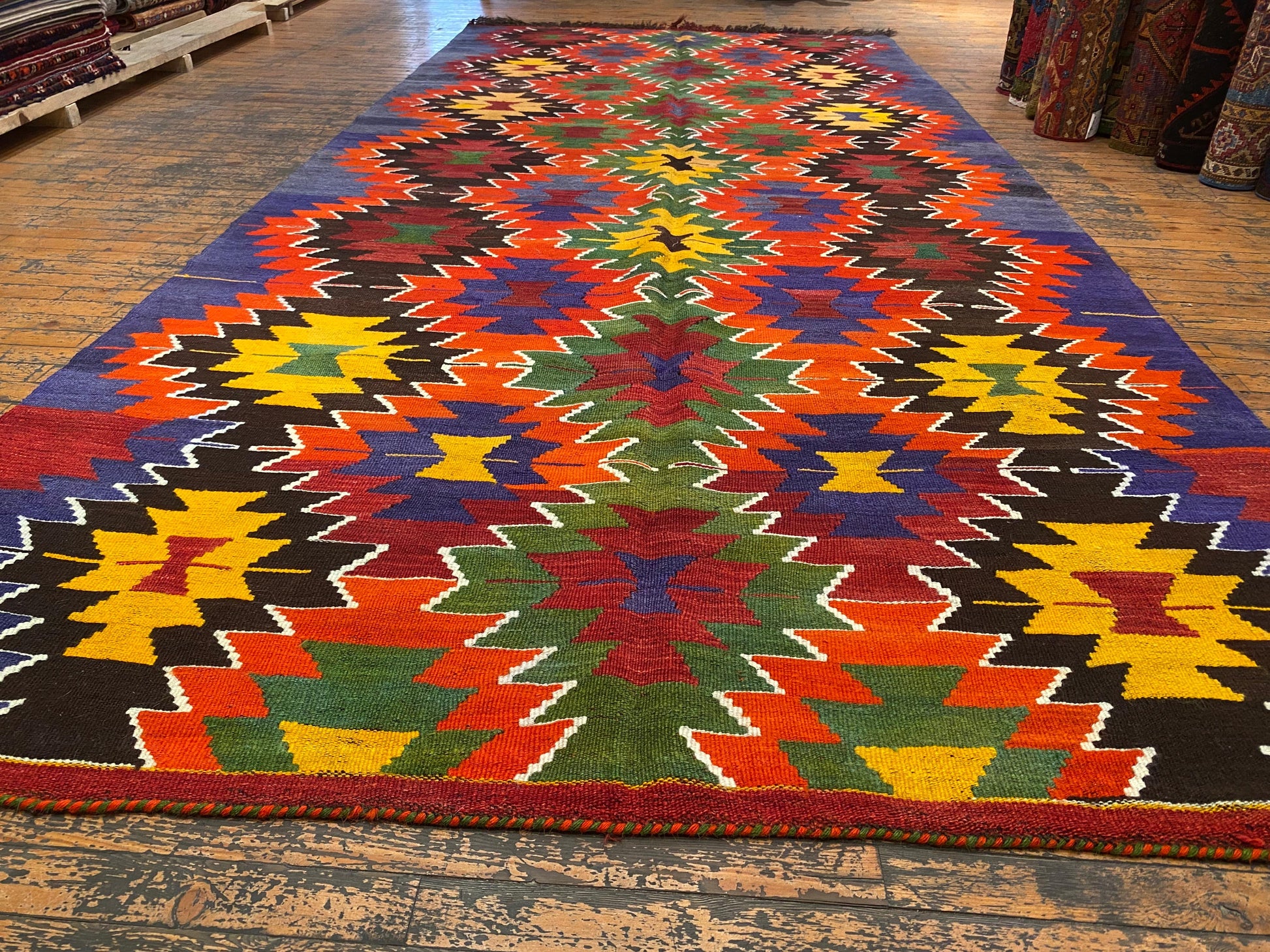 Colorful Geometric Handmade Kilim Rug Cappadocia Rug Collection