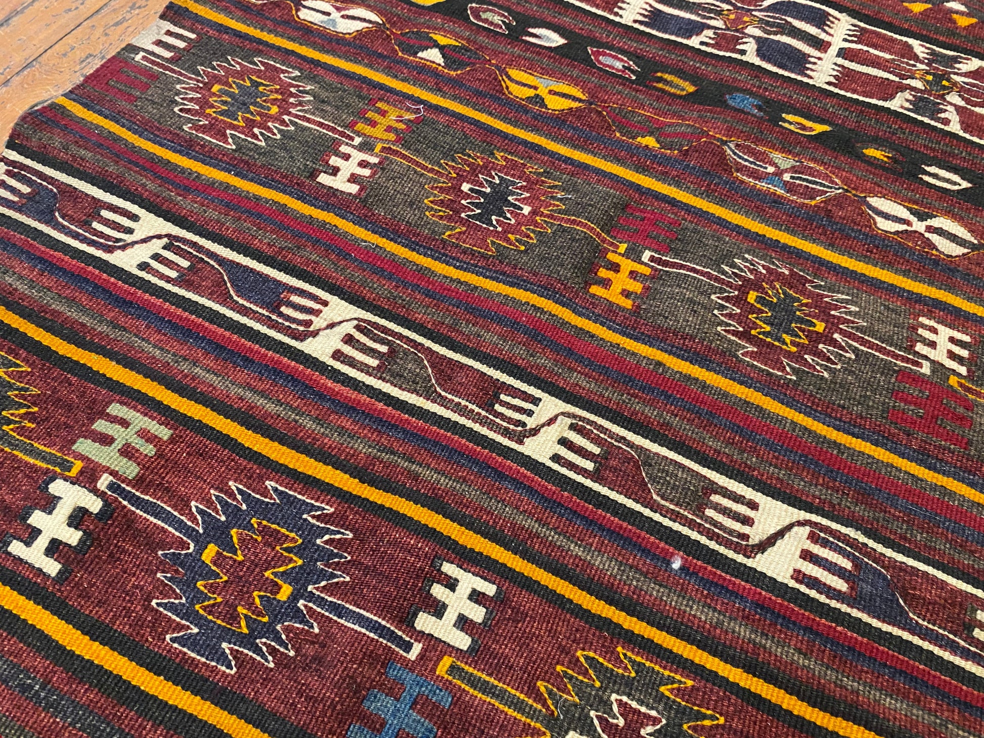 Turkish Wool Kilim Rug 3x4 ft - Handwoven Vintage Flatweave Carpet Cappadocia Rug Collection