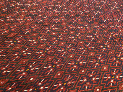 Antique Style Handmade Tribal Rug 7x14 ft Red Geometric Oriental Carpet Cappadocia Rug Collection