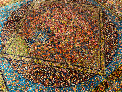 Luxury Turkish Silk Rug with Diamond Medallion Design 5''x7'' Cappadocia Rug Collection