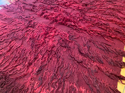 Authentic Turkish Tulu Rug – Handmade Wool Shag Carpet, Anatolian Tribal Design  3'6''x4'3''ft