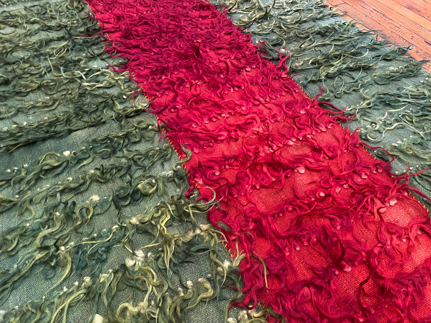 Authentic Turkish Tulu Rug – Handmade Wool Shag Carpet, Anatolian Tribal Design 3'2''x4'6''ft