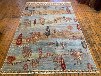 Tree of Life Pattern Hand Knotted Carpet 4x6 ft - Premium Wool Cappadocia Rug Collection