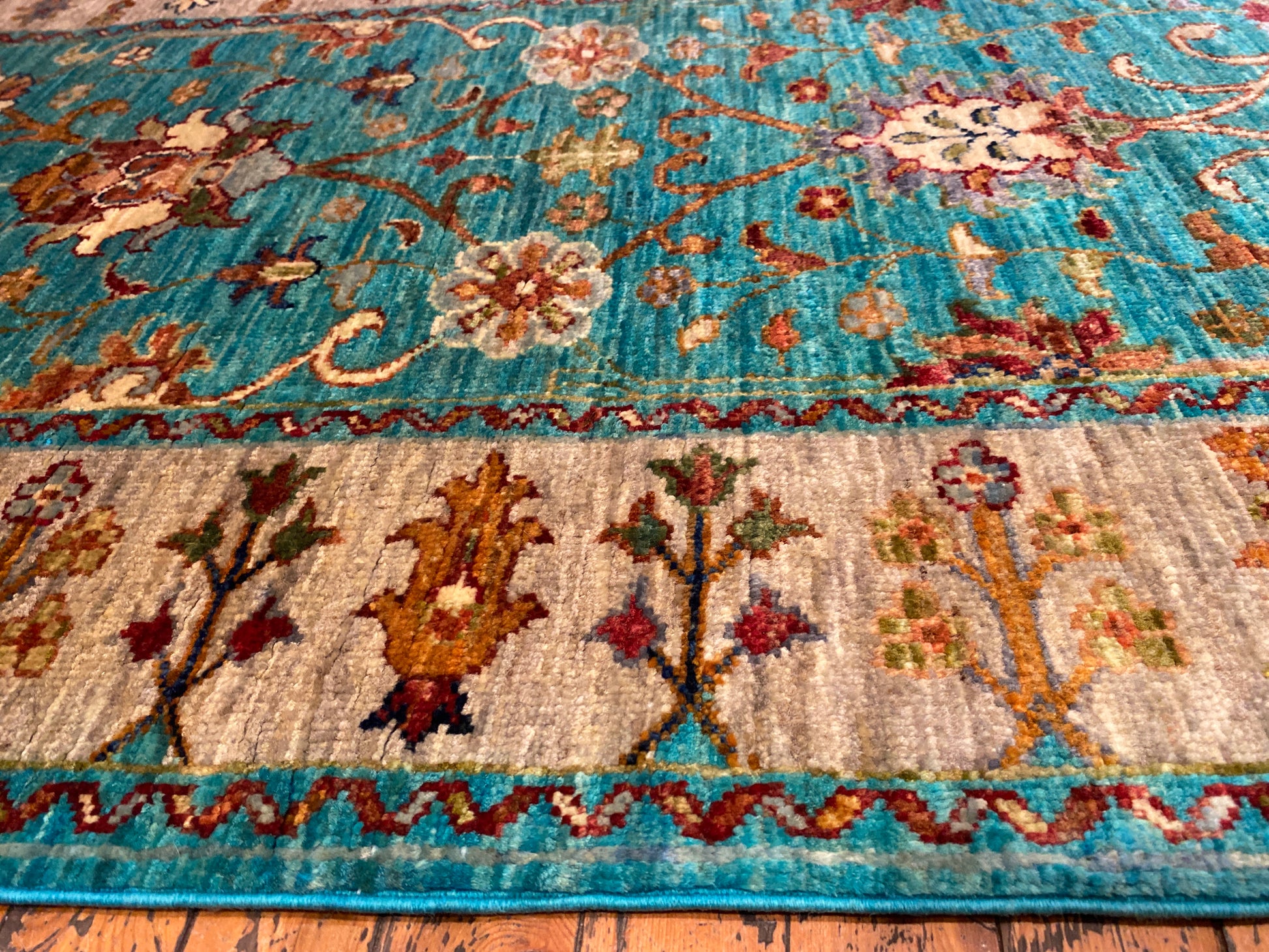 Turquoise Hallway Runner Rug 3”x7” Cappadocia Rug Collection