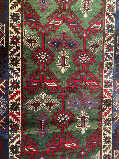 Geometric Pattern Turkish Dosemealti Handmade Green Bacground Area Carpet Cappadocia Rug Collection