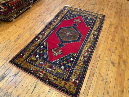 Turkish Wool Rug from Cappadocia ,Yahyali Pattern ,Double Knotted, Natural Dyes