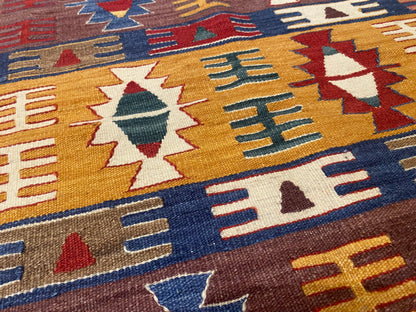 Vintage Anatolian Kilim | Handmade Turkish Flatweave with Tribal Patterns 3x4ft