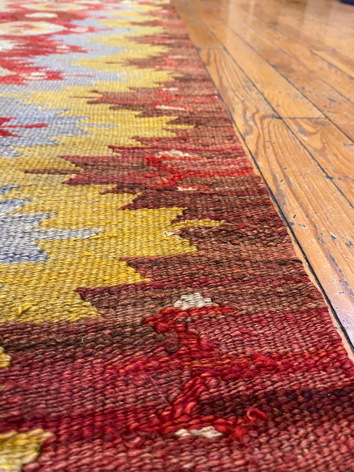 Antique Turkish Kilim Rug 4x5 - Handwoven Vintage Area Rug