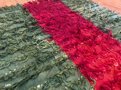 Authentic Turkish Tulu Rug – Handmade Wool Shag Carpet, Anatolian Tribal Design 3'2''x4'6''ft