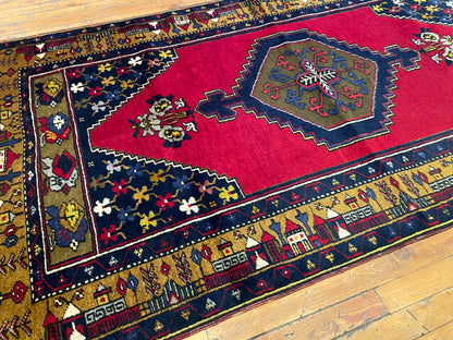 Turkish Wool Rug from Cappadocia ,Yahyali Pattern ,Double Knotted, Natural Dyes