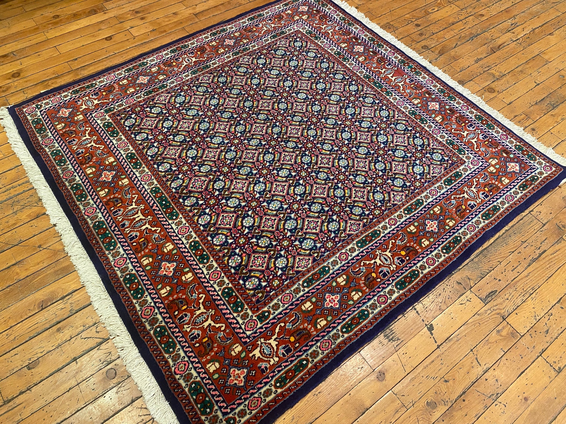 Hereke Square Rug 4x4 ft - Handwoven Turkish Carpet Premium Quality Cappadocia Rug Collection