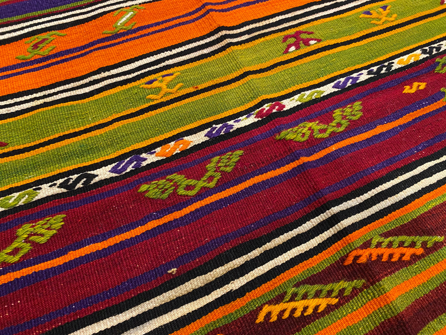 Vintage Anatolian Kilim with Natural Dyes and Unique Motifs Cappadocia Rug Collection
