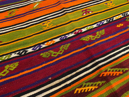 Vintage Anatolian Kilim with Natural Dyes and Unique Motifs Cappadocia Rug Collection