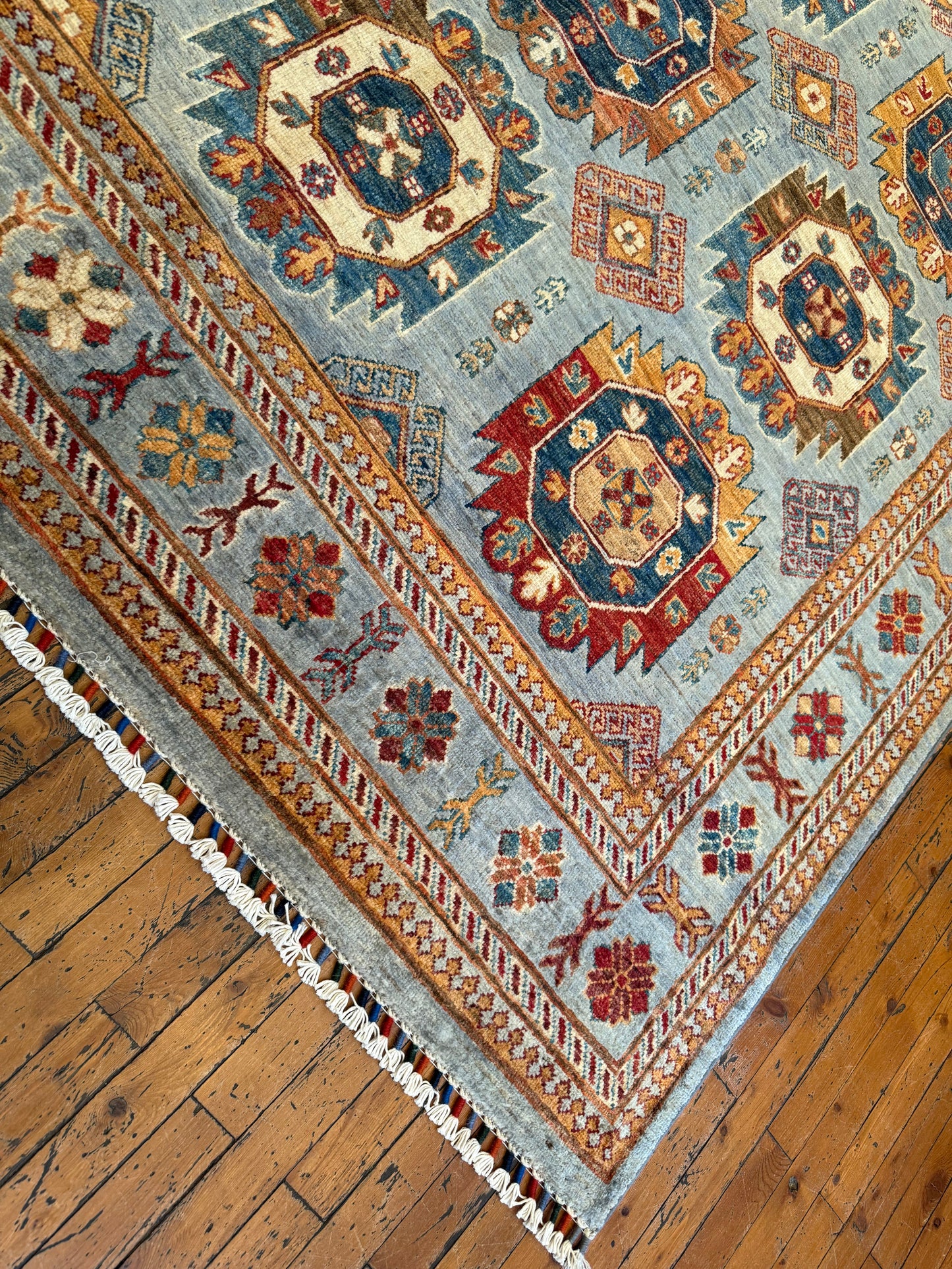 Turquoise Anatolian Handmade Area Carpet 6 x 8 ft Cappadocia Rug Collection