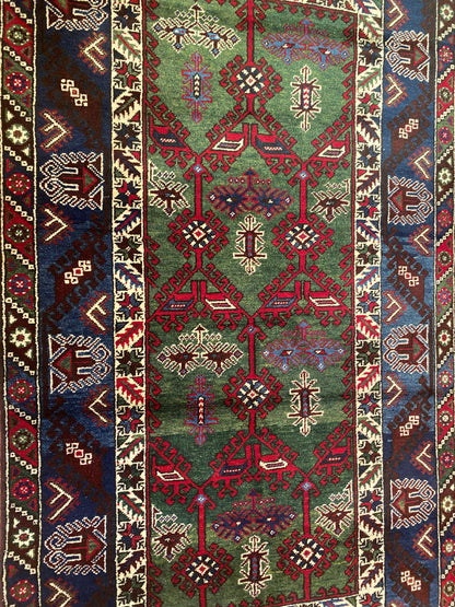 Geometric Pattern Turkish Dosemealti Handmade Green Bacground Area Carpet Cappadocia Rug Collection