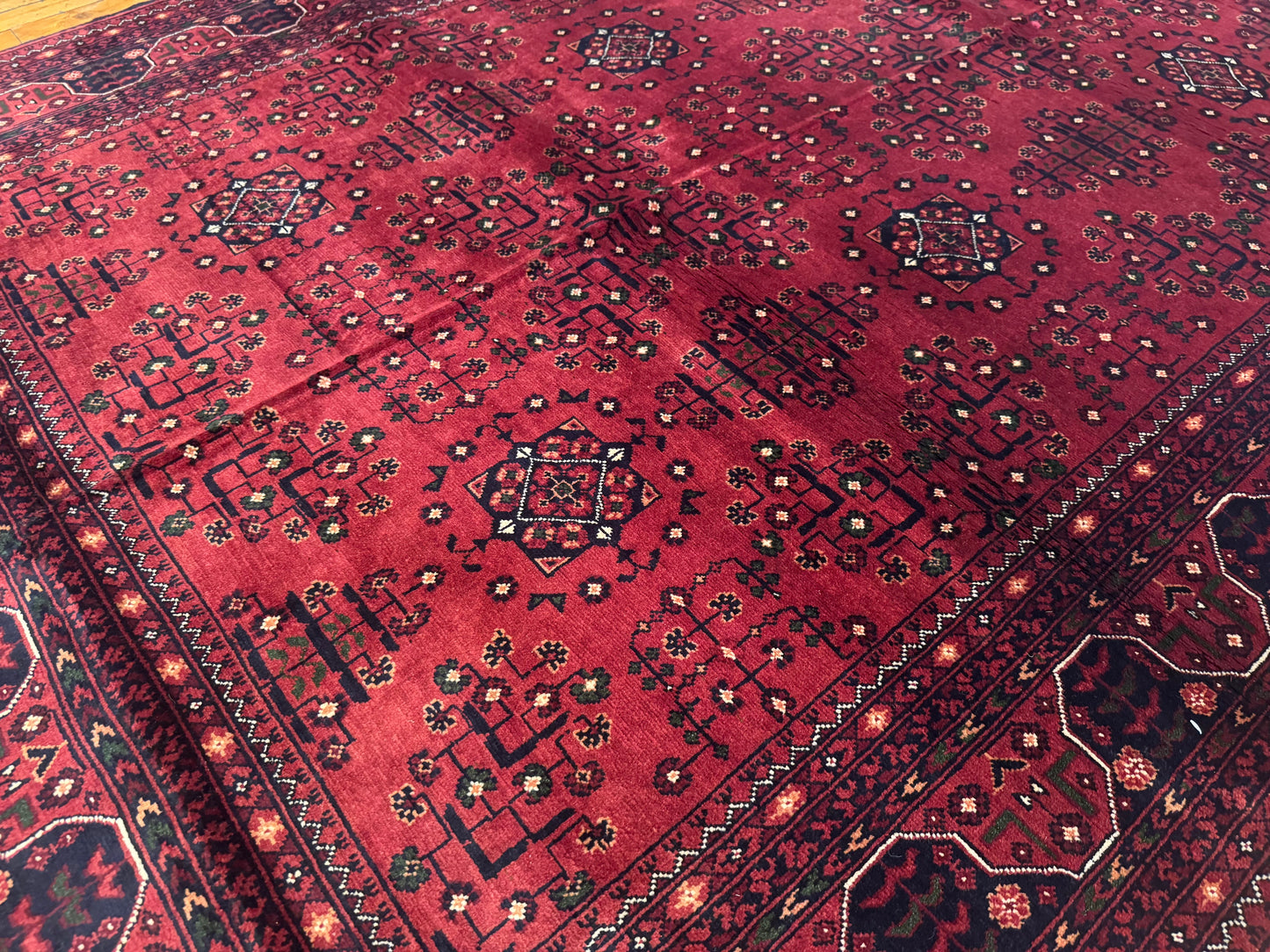 Authentic Deep Red Wool Rug – Handwoven, Geometric Design 5x7ft Cappadocia Rug Collection
