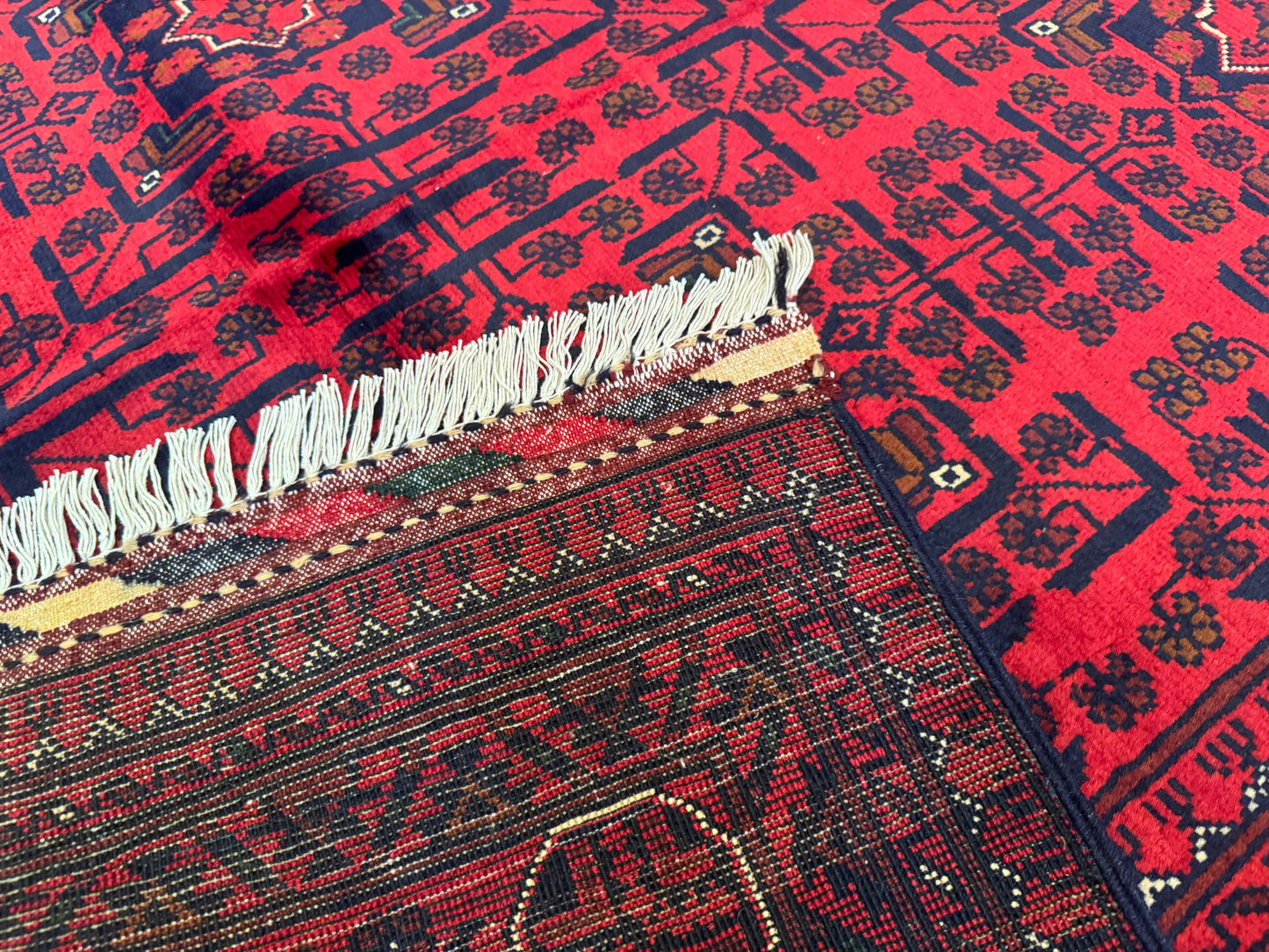 Handwoven Burgundy Area Rug – Wool, Traditional Geometric Motifs 5x8ft Cappadocia Rug Collection