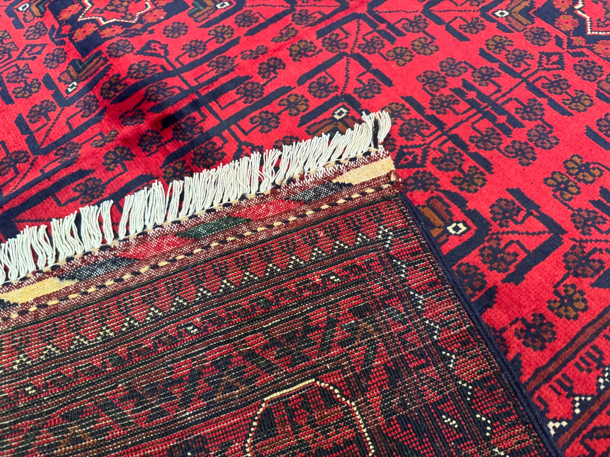 Handwoven Burgundy Area Rug – Wool, Traditional Geometric Motifs 5x8ft Cappadocia Rug Collection