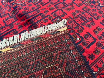 Handwoven Burgundy Area Rug – Wool, Traditional Geometric Motifs 5x8ft Cappadocia Rug Collection
