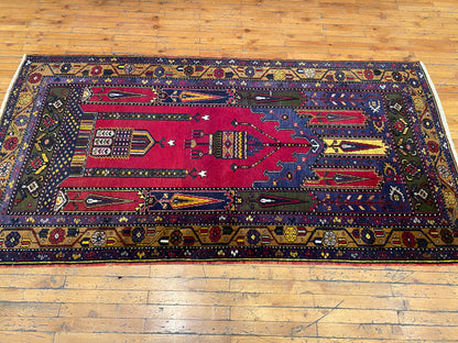 Traditional Handmade Turkish Cappadocia Prayer Rug 4x7ft