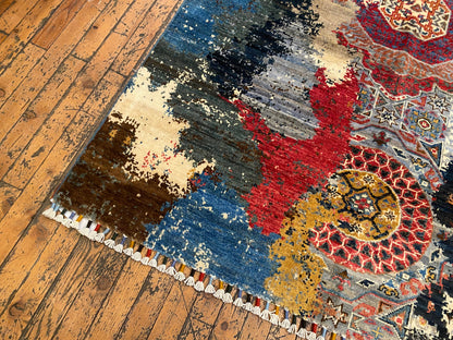 Unique Colorful Handmade Rug 4x6 ft | Extra-Ordinary Designer Carpet Cappadocia Rug Collection