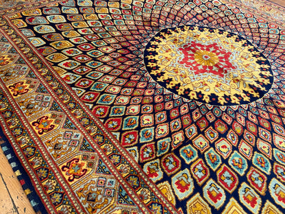 Hand-Knotted Wool Rug with Bold Geometric Pattern 5”x7”