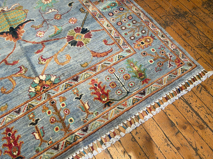 Handwoven Turquoise Floral Kilim Rug 4x6 ft - Premium Area Rug Cappadocia Rug Collection