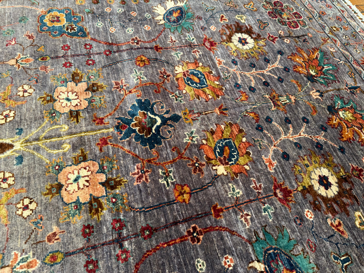 Gray Handwoven Wool Rug – Traditional Floral Oriental Design 5x7ft Cappadocia Rug Collection