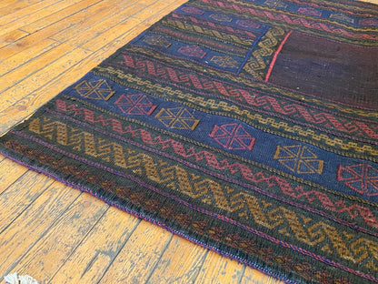 Authentic Square Antique Kilim Rug 4'2"x3'9" - Handwoven Turkish Vintage Carpet
