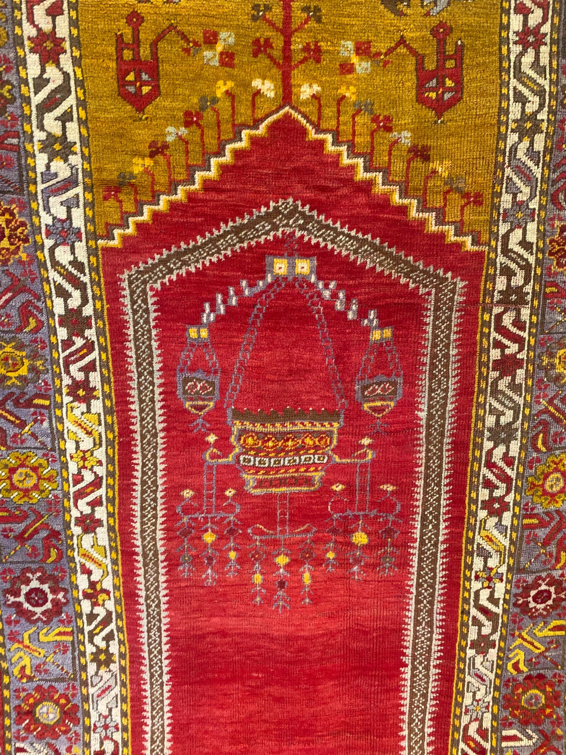 Antique Turkish Anatolian Handmade Rug 4x7 ft | Vintage Carpet Cappadocia Rug Collection