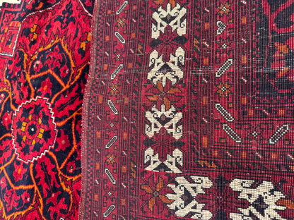Deep Red Hand-Knotted Wool Rug – Vintage Floral Medallion Carpet 5x7ft Cappadocia Rug Collection