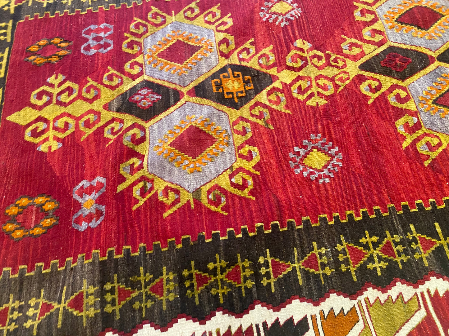 Cappadocia Antique Kilim Rug 4x6 ft - Authentic Turkish Handwoven Vintage Carpet