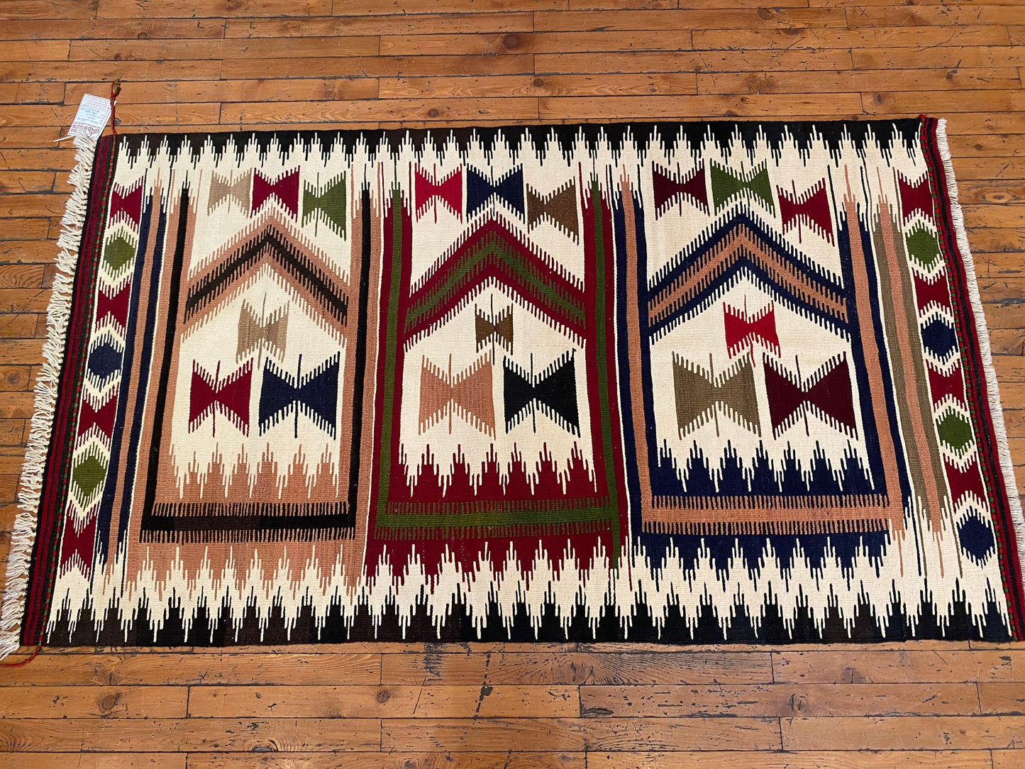 Anatolia Geometric Design Kilim Rug 3x6 ft - Handwoven Turkish Kilim Runner Cappadocia Rug Collection