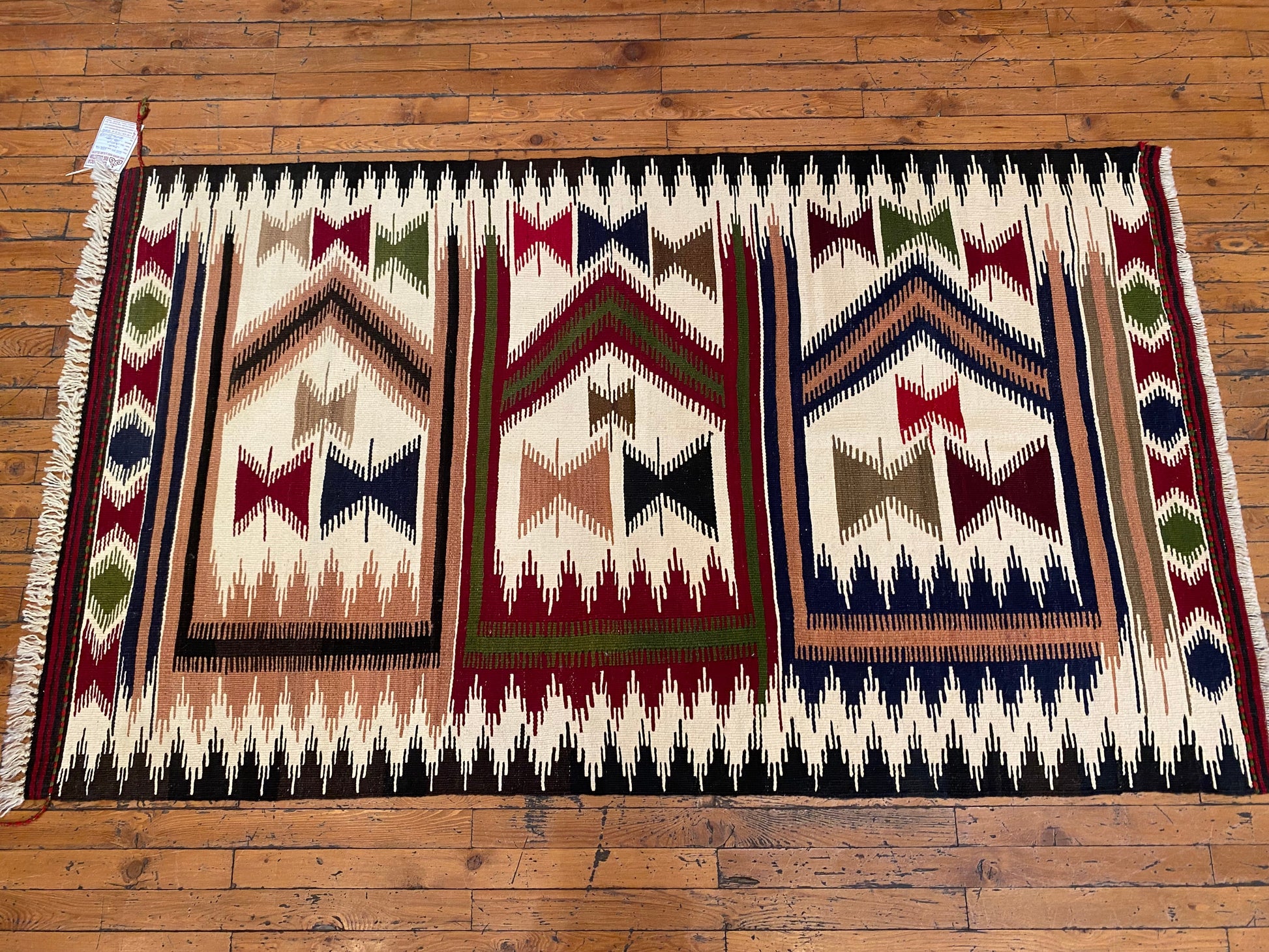 Anatolia Geometric Design Kilim Rug 3x6 ft - Handwoven Turkish Kilim Runner Cappadocia Rug Collection
