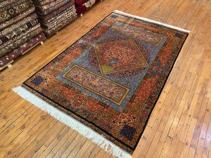 Luxury Turkish Silk Rug with Diamond Medallion Design 5''x7'' Cappadocia Rug Collection