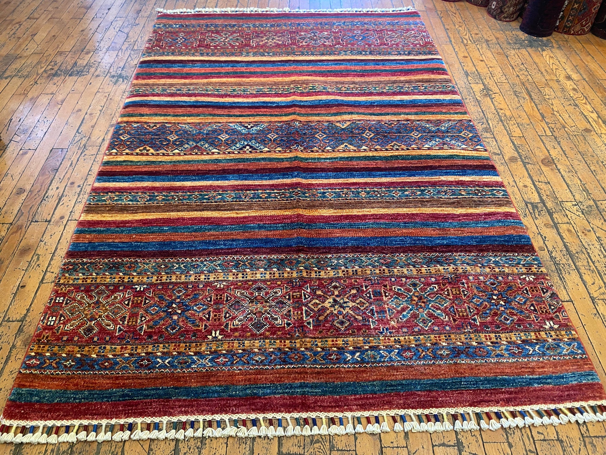 Stripe Pattern Handmade Rug 4x6 - Premium Wool Carpet | Free Shipping Cappadocia Rug Collection