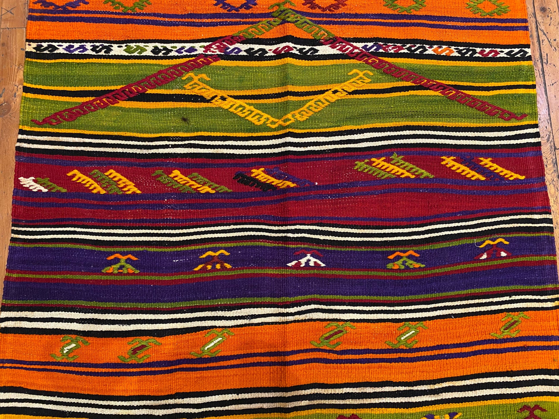 Vintage Anatolian Kilim with Natural Dyes and Unique Motifs Cappadocia Rug Collection