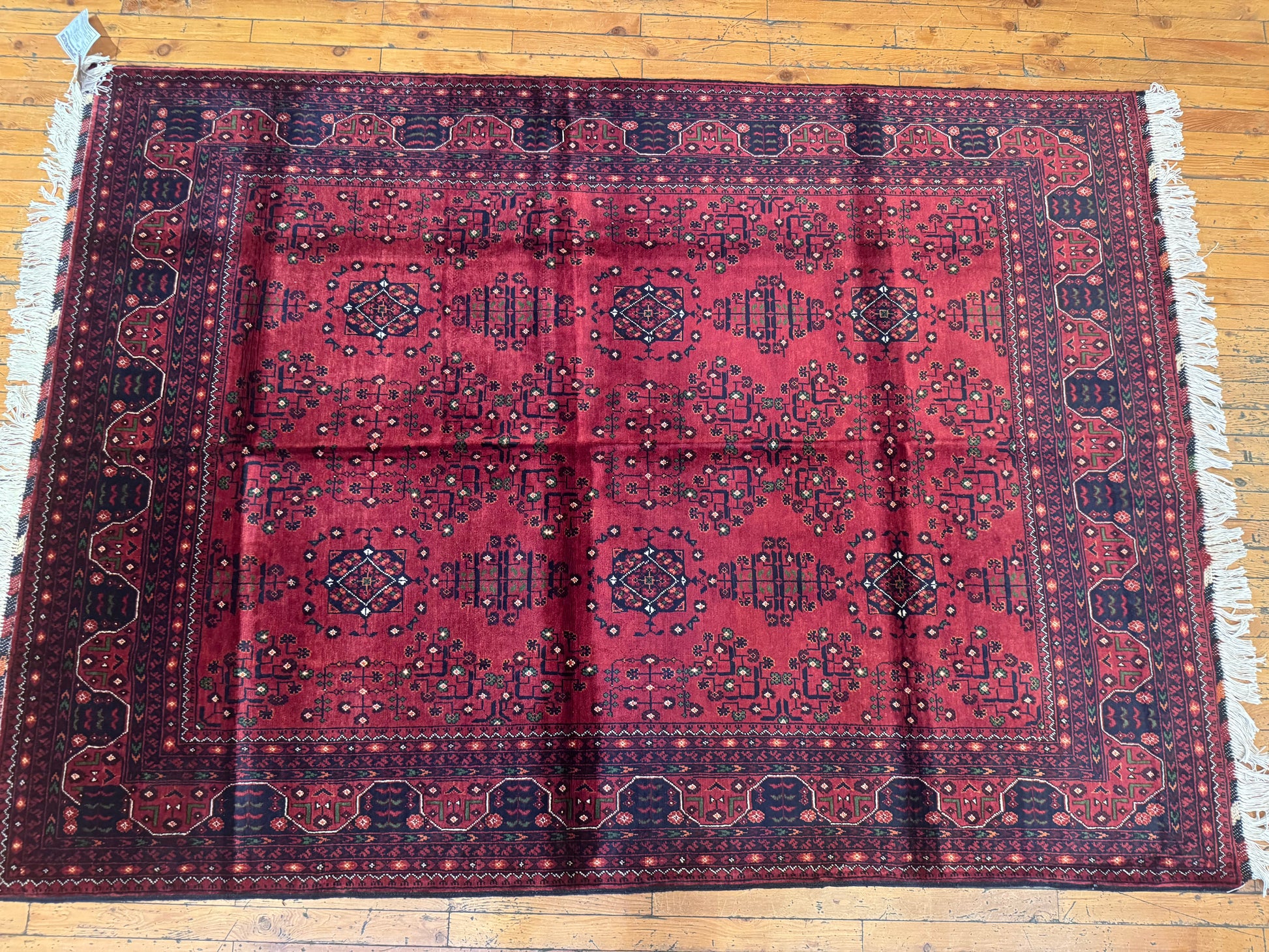 Elegant Burgundy Wool Rug – Handwoven, Geometric Oriental Design 5x8ft Cappadocia Rug Collection