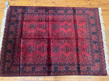 Elegant Burgundy Wool Rug – Handwoven, Geometric Oriental Design 5x8ft Cappadocia Rug Collection