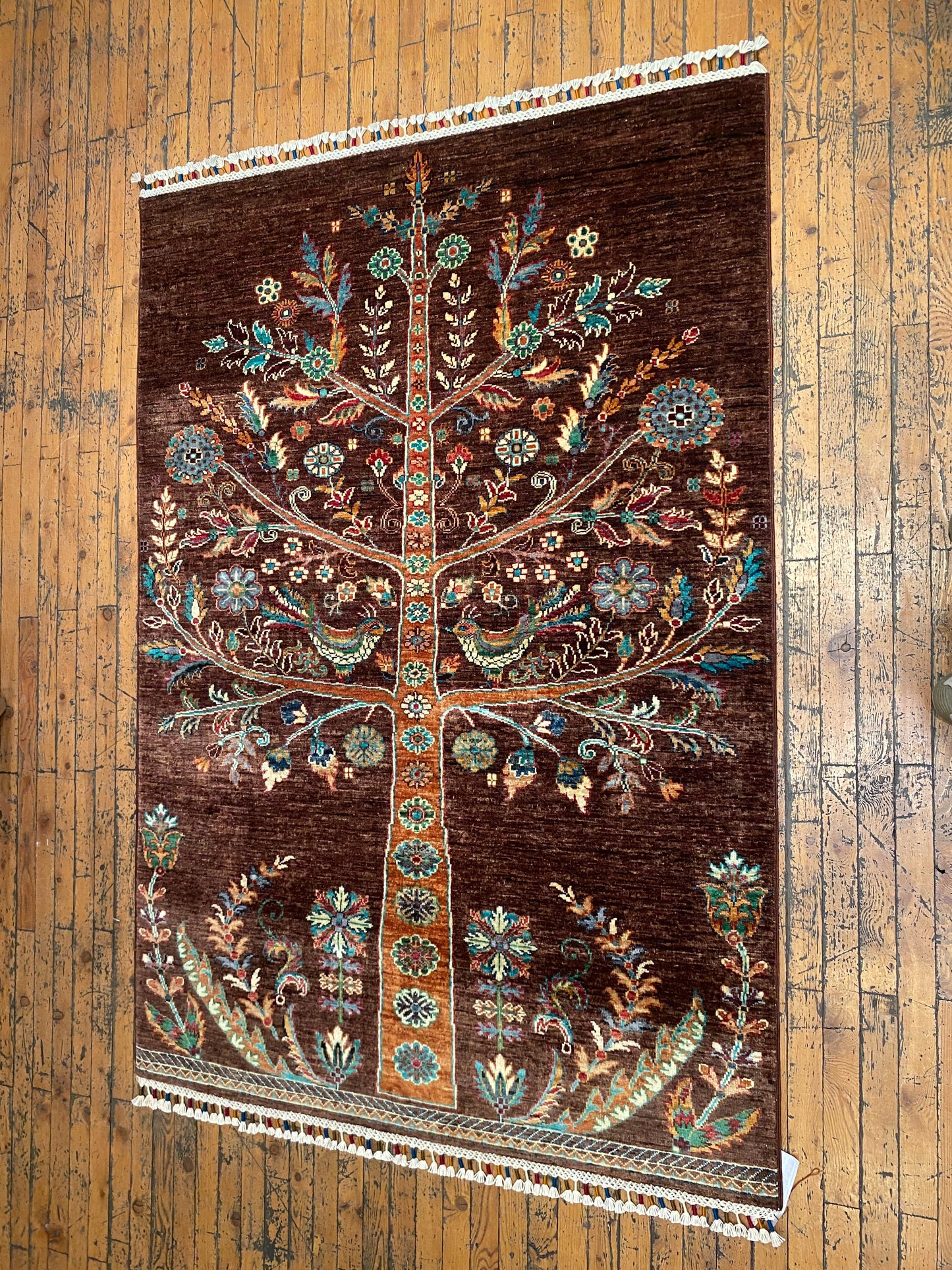 Brown Wool Carpet - Natural Dye Area Rug 4x6ft Cappadocia Rug Collection