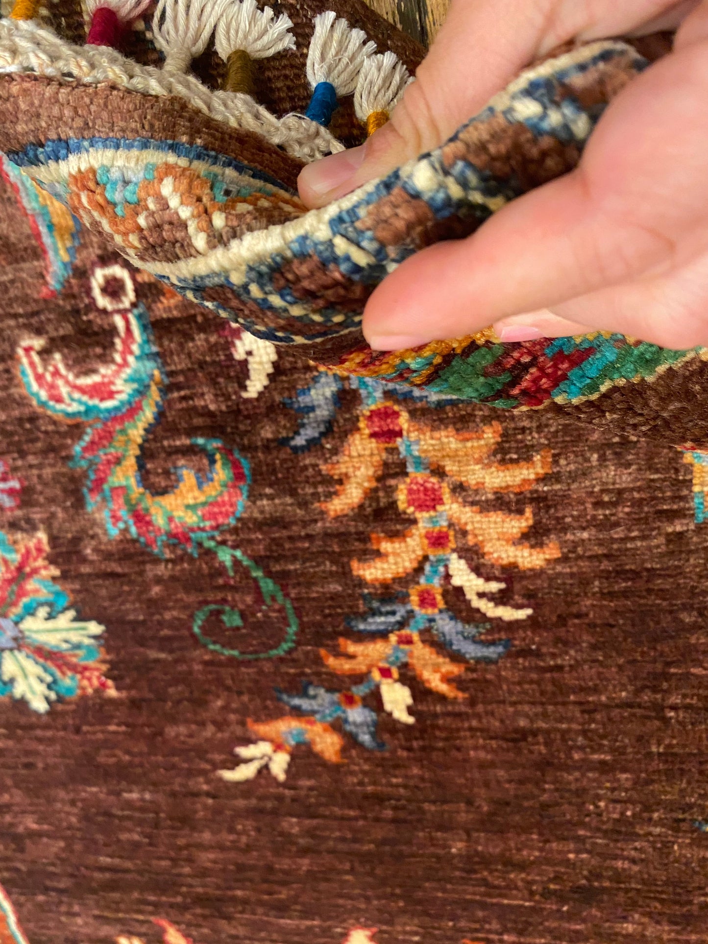Brown Wool Carpet - Natural Dye Area Rug 4x6ft Cappadocia Rug Collection